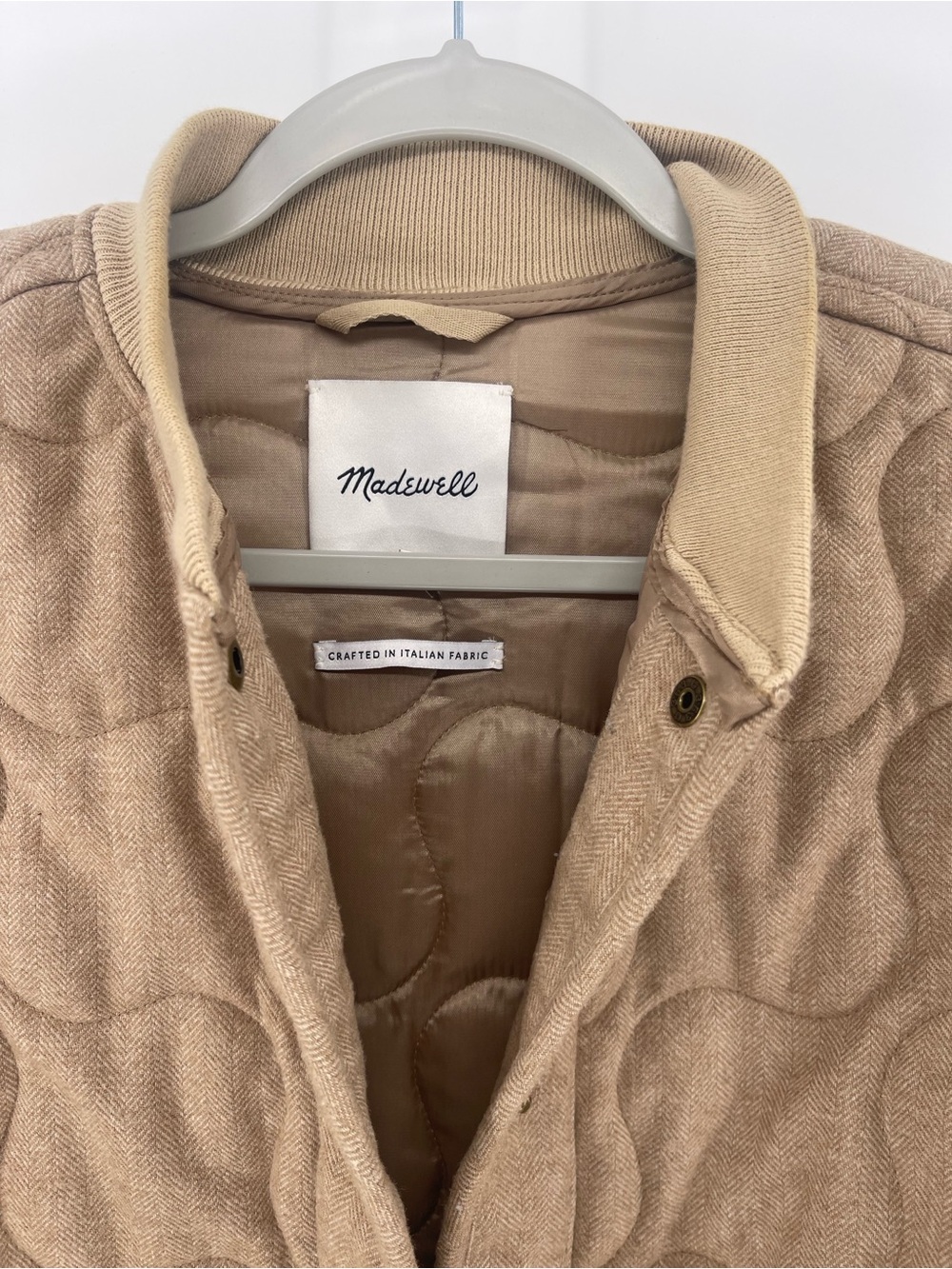 Madewell Quilted Bomber Jacket in Camel - Picture 5 of 15